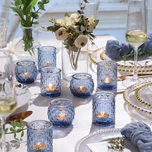 NITIME 36Pcs Assorted Blue Votive Candle Holders, Blue Candle Holders for Wedding Table Decor, Tea Lights Candle Holder for Table Centerpiece, Bridal Shower, Baby Shower Decorations - Image 3