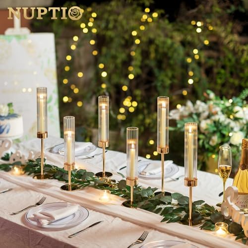 NUPTIO Tall Candlestick Holders for Centerpiece, Hurricane Candle Holder - Image 3