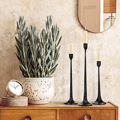 Iron Taper Candle Holder Set of 3 - Decorative Tall Candle Stand - Image 4