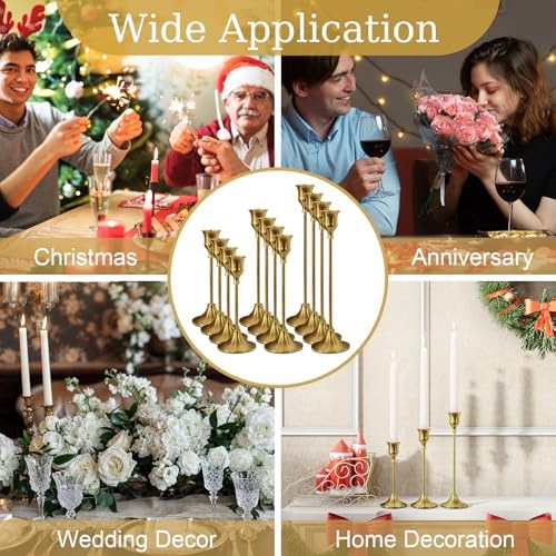 NLBTW 24 Pcs Brass Gold Candle Holder Bulks for Wedding Party Decor - Image 6
