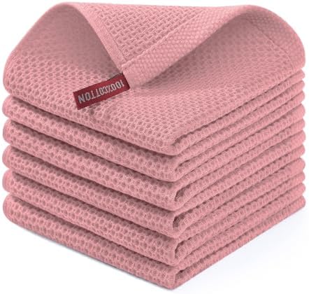Homaxy 100% Cotton Waffle Weave Kitchen Dish Cloths 6-Pack, Dried Rose by Homaxy