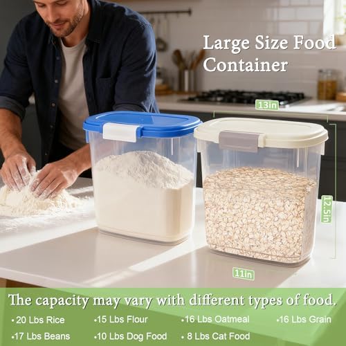 Large Rice Storage Container 15-20 Lbs, Tall Flour Container Dry Food Bin - Image 3