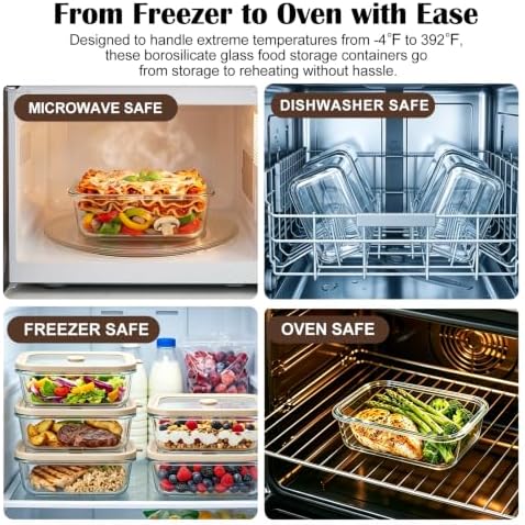12 oz Small Glass Food Storage Containers with Glass Lids, 6 Pack - Image 6