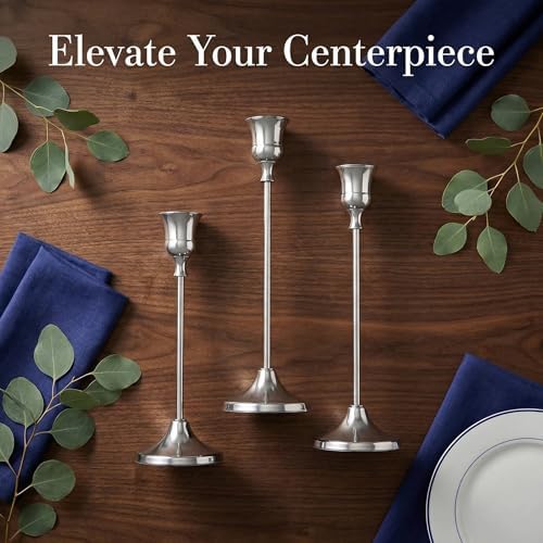 2 Sets(6 Pcs) Silver Tapered Candle Holder,Candlestick Tall Metal Candlestick Holders for Table Centerpiece Home Decor for Wedding Fireplace Mantel Housewarming Gift Fits 3/4 Inch Thick Candles - Image 6
