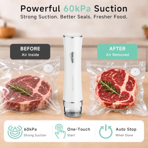 Mehomeli Compact Handheld Vacuum Sealer for Food with 30 Reusable Bags - Image 2