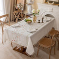 Joyfol Day Linen Spring Flowers Tablecloth with Tassels, Rustic Farmhouse Embroidery Waterproof Table Cloths for Rectangle Tables, Heavy Weight Spill-Proof Table Covers, Pink Florals, 55''x 102'' by JoyfolDay