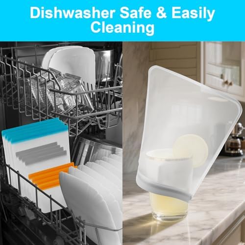 17 Pack Reusable Freezer Bags Dishwasher Safe, Leakproof Food Storage Bags, Silicone Bags for Food Storage Home Organization (6 Reusable Snack Bags 6 Sandwich Bags 5 Gallon Freezer Bags) - Image 4