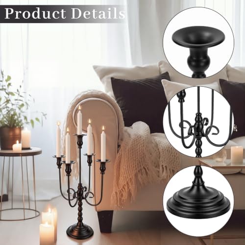 2 Pcs 20 Inch Black Candelabra Halloween Decorations, Retro - Image 4
