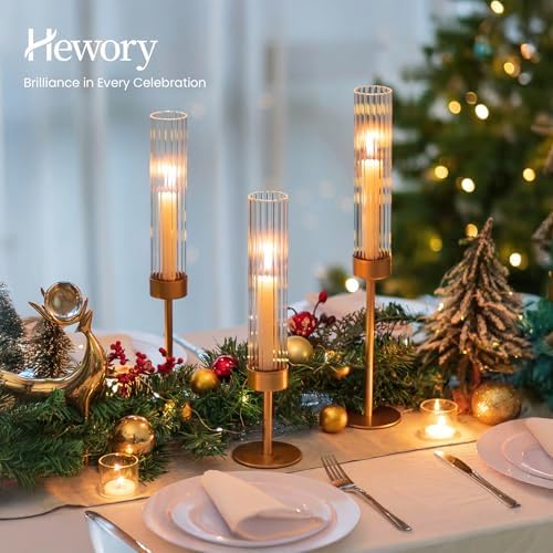 Hewory Gold Hurricane Candle Holder: 6PCS Candlestick Holders for Decor - Image 2