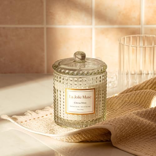 LA JOLIE MUSE Citrus Mint Scented Candles for Home, Natural Soy Wax, 55 Hrs - Image 3