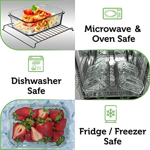 Verel Glass Food Storage Containers with Bamboo Lids (4 Pack, 36 Ounce) Eco Friendly Meal Prep Containers Airtight – Plastic Free, BPA Free - Image 3
