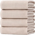 Homaxy 100% Cotton Oversized Waffle Weave Kitchen Towels 4-Pack, Beige by Homaxy