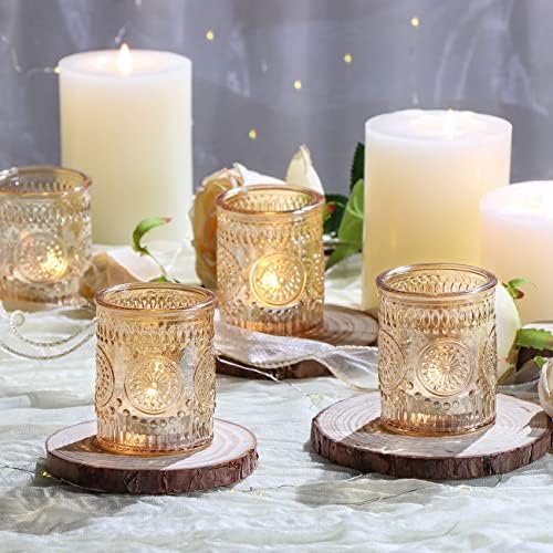 DEVI 24pcs Gold Glass Votive Candle Holders, Wedding Decorations, Gold Centerpieces for Tables, Bridal Shower Fall Party Home Table Decor - Image 4