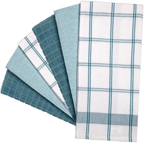 Premium Kitchen Towels 6 Pack 100% Cotton, 20"x28" Dish Towels - Teal Check - Image 4
