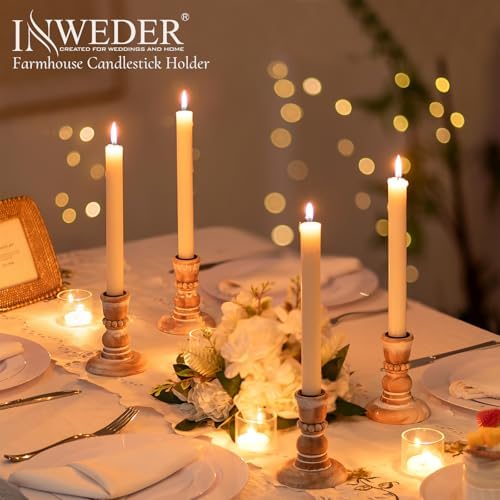 Wooden Candlestick Holders Rustic: Farmhouse Taper Candle Holder - Image 3