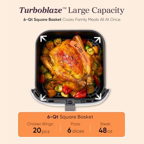 Cosori TurboBlaze Smart Air Fryer 6 Qt, Shake Reminders, 9-in-1, Cream - Image 6