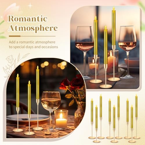 FillTouch 60 Pcs Gold Candlestick Holders with LED Flameless Candles Bulk Includes 30 Metal Candle Holders and 30 Battery Operated Candles for Wedding Table Centerpieces Home Decor(Gold) - Image 6