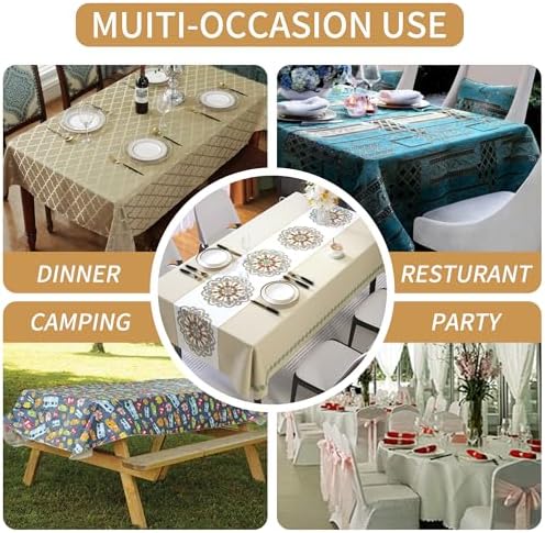 Rectangle Table Cloth,100% Waterproof Tablecloth Oil Proof Spill Proof Vinyl Table Cloth, Wipe Clean Plastic Table Cover for Dining, Camping, Indoor and Outdoor 54" x 102",Flower-Beige - Image 5
