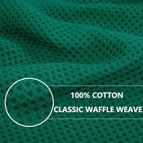 Homaxy 100% Cotton Waffle Weave Kitchen Dish Towels 4-Pack, Dark Green - Image 2