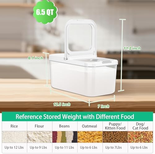 12 Lbs Rice Flour Sugar Storage Containers Dry Food Holder with Flip-up Lid - Image 5
