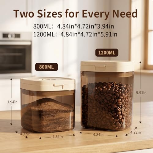 Airtight Food Storage Container with Magnetic Scoop & Built-in Leveler, 800ML Coffee Canister with Date Tracker, BPA Free UV Blocking Food Container for Coffee Beans, Ground Coffee, Tea, Sugar & Flour - Image 6