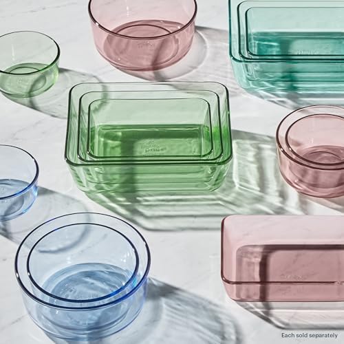 Pyrex Colors (3-Pack, Medium) Tinted Glass Food Storage Container Set, Blue - Image 6