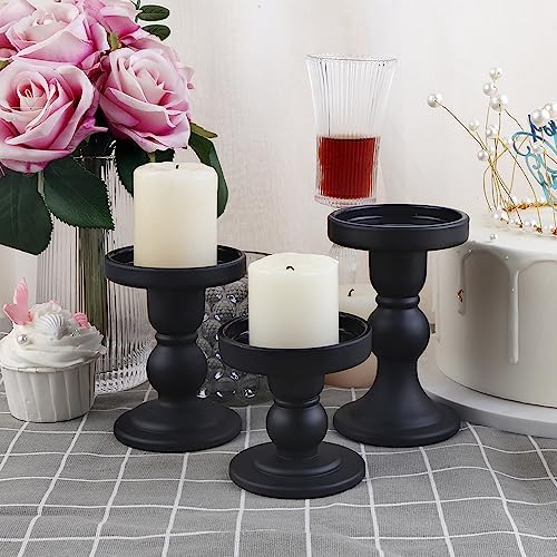 6-Piece Set of Black Glass Candlestick, Crystal Candlestick Holder Holder and Conical Candle, Christmas Candle Holder Decoration, Family Living Room Wedding Candle Holder (black2sets) - Image 7