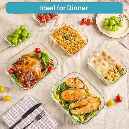 Vtopmart 2.26L/76oz Extra Large Glass Food Storage Containers with Lids, 6 pack Meal Prep Container Set, Airtight Lunch Boxes with Snap Locking Lids for Microwave, Oven, Freezer, Dishwasher - Image 4