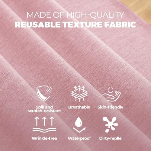 Decorelia Faux Linen Texture Waterproof Round Tablecloth 60 inch, Pink - Image 5