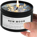 NEW Moon Handmade Candle, New Beginnings, Ritual Energy Gift, Intention De-Stress Good Fortune, Success Protection, Meditation, Moonstone, Soy Wax (8oz) by Unknown