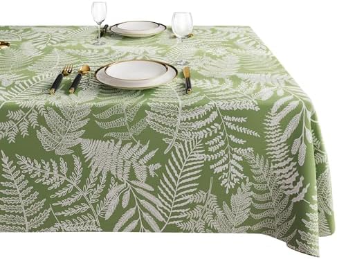 Rectangle Table Cloth,100% Waterproof Tablecloth Oil Proof Spill Proof Vinyl Table Cloth, Wipe Clean Plastic Table Cover for Dining, Camping, Indoor and Outdoor 52" x 70",Green Leaves by Unknown