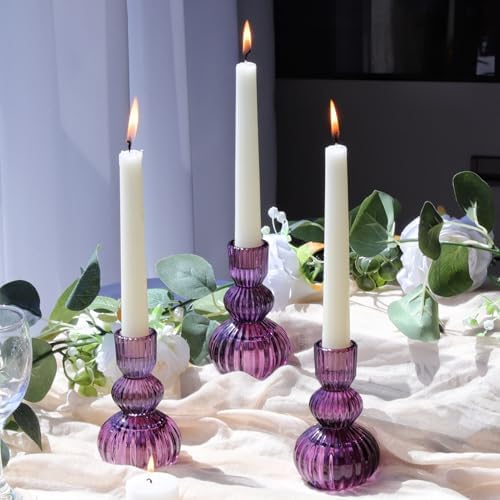 Woho Purple Taper Candle Holders Set of 3, Candlestick Holder for Halloween - Image 7