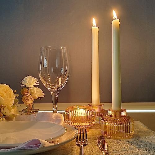 Woho Gold Candlestick Holder Set of 4, Tapered Candlestick Holders for Table Centerpiece, Glass Taper Candle Holders Bulk for Wedding Dinning Party - Image 4