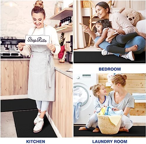 StepRite Kitchen Mats for Floor, 2-Piece Anti-Fatigue Kitchen Rugs, Black - Image 6