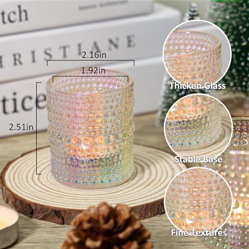 SUPMIND 24pcs Iridescent Glass Votive Candle Holders Bulk for Wedding - Image 2
