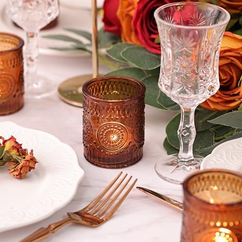 24 Pcs Amber Votive Tealight Candle Holders, Fall Christmas Decorations - Image 3