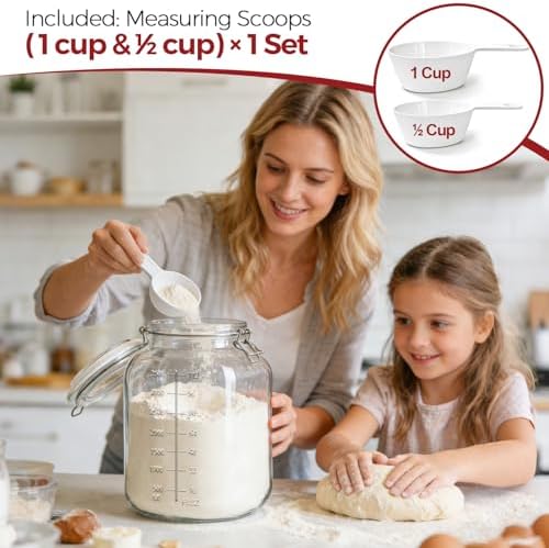 Large Glass Jars with Airtight Lids 1.1 Gallon 2 Pack Flour Jar - Image 6