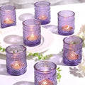 24 Pcs Purple Votive Candle Holders for Wedding Table Centerpieces, by DEVI