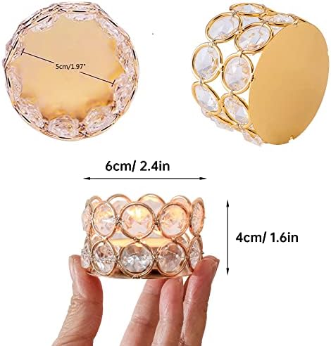 Gold Crystal Tealight Candleholders - Pack of 10 Tea Lamp Candle Holders - Image 5