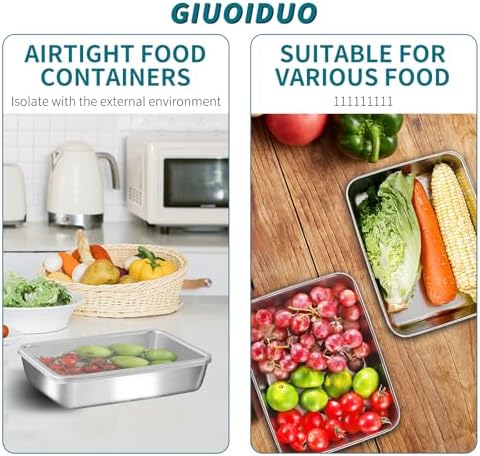 GIUOIDUO stainless steelFood Storage Containers setsstorage box with lidfreezer FrozenKitchen tray with lidOven plateSide dish plate Freezer & Dishwasher Safe - Image 3
