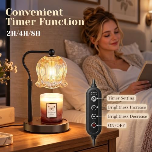 Candle Warmer Lamp with Timer, Adjustable and Dimmable, Black - Image 6