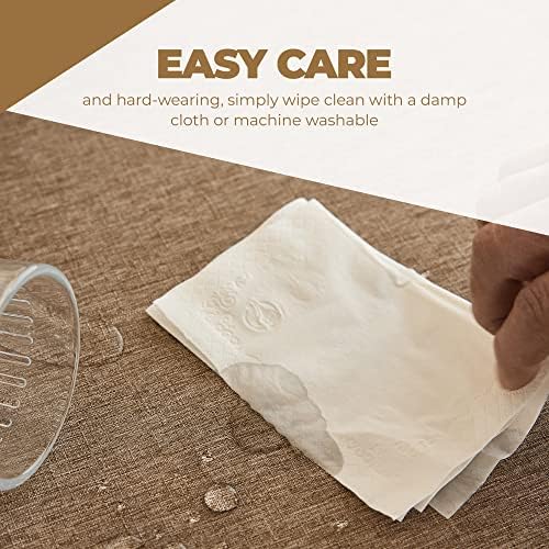 Decorelia Waterproof Kitchen Faux Linen Round Tablecloth, Decorative Fabric Burlap Texture Farmhouse Soft Table Cloth Cover for Dining Party Indoor Outdoor Use (60 Inch, Round (2-4 Seats), Coffee) - Image 5