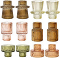 Brown Candlestick Holders 12PCS Ribbed Glass Taper Candle Holders Set for Tealight Candlestick Candles, Table Centerpieces for Thanksgiving Christmas Farmhouse Decor Indoor and Outdoor by Unknown