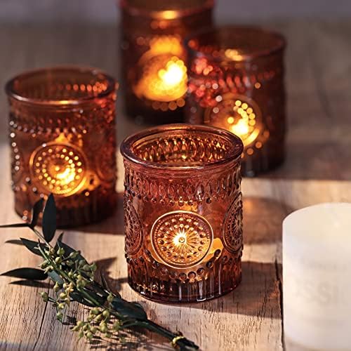 Amber Votive Candle Holders Set of 36- Glass Tea Lights Candle Holders Bulk - Image 3