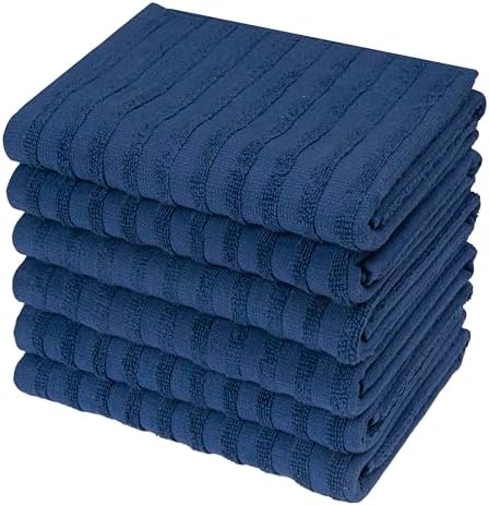 Premium Kitchen Towels 6 Pack 100% Cotton, 20"x28" - Blue Solid - Image 6