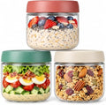 3Pack Overnight Oats Containers with Lids,10oz Glass Jar with Scew Lid,Salad Dressing Fruit Veggies Sauce Snacks Meal Prep Food Containers,Spice Jars,Wide Mouth Storage Containers by Povinmos