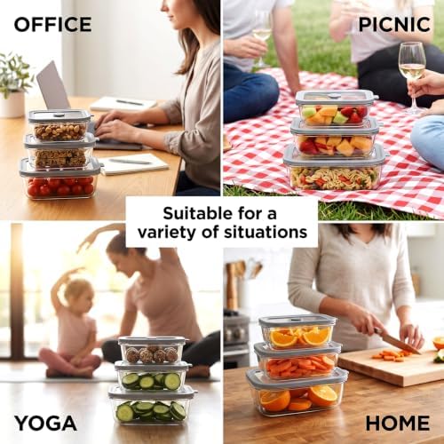 12 Pack Multi-Size Glass Food Storage Containers with Glass Lids - Image 5