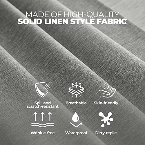 Decorelia Waterproof Faux Linen Tablecloth 60 Inch, Decorative Fabric Anti-Scratch Table Cloth Cover for Dining Table & Kitchen (Round (2-4 Seats), Dark Grey) - Image 4