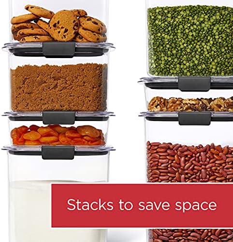 Rubbermaid Brilliance Plastic Food Storage Pantry Baking Set, 3 Containers with Lids (6 Pieces Total), BPA-Free, Clear - Image 4