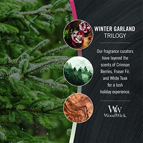 WoodWick Winter Garland Trilogy Holiday Candle Gifts for Women and Men, 9.7 oz Medium Hourglass Trilogy Candle with Crackling Wick (Pack of 4) - Image 4